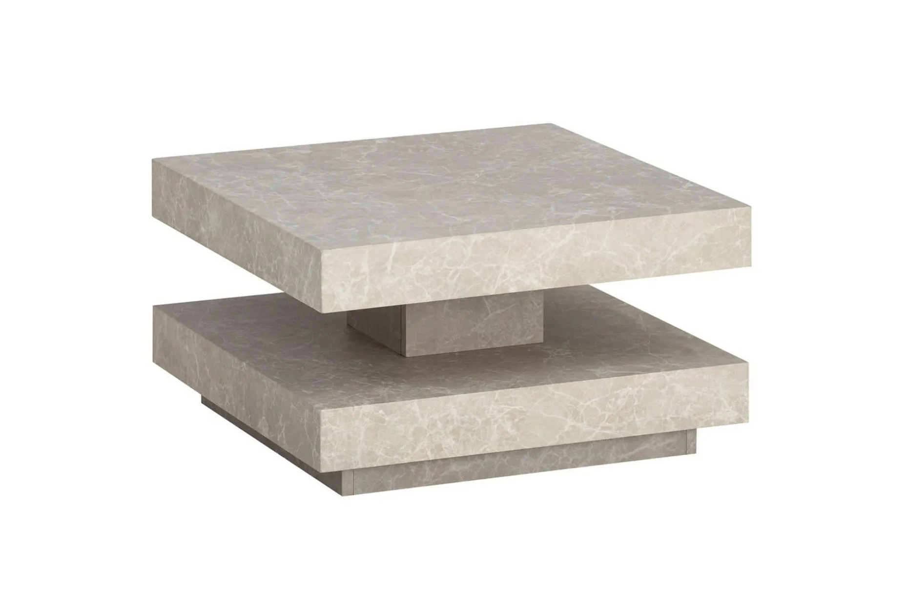 Sofabord Wohnling kvadrat 60 cm, steinoptikk stil, moderne utseende Beige
