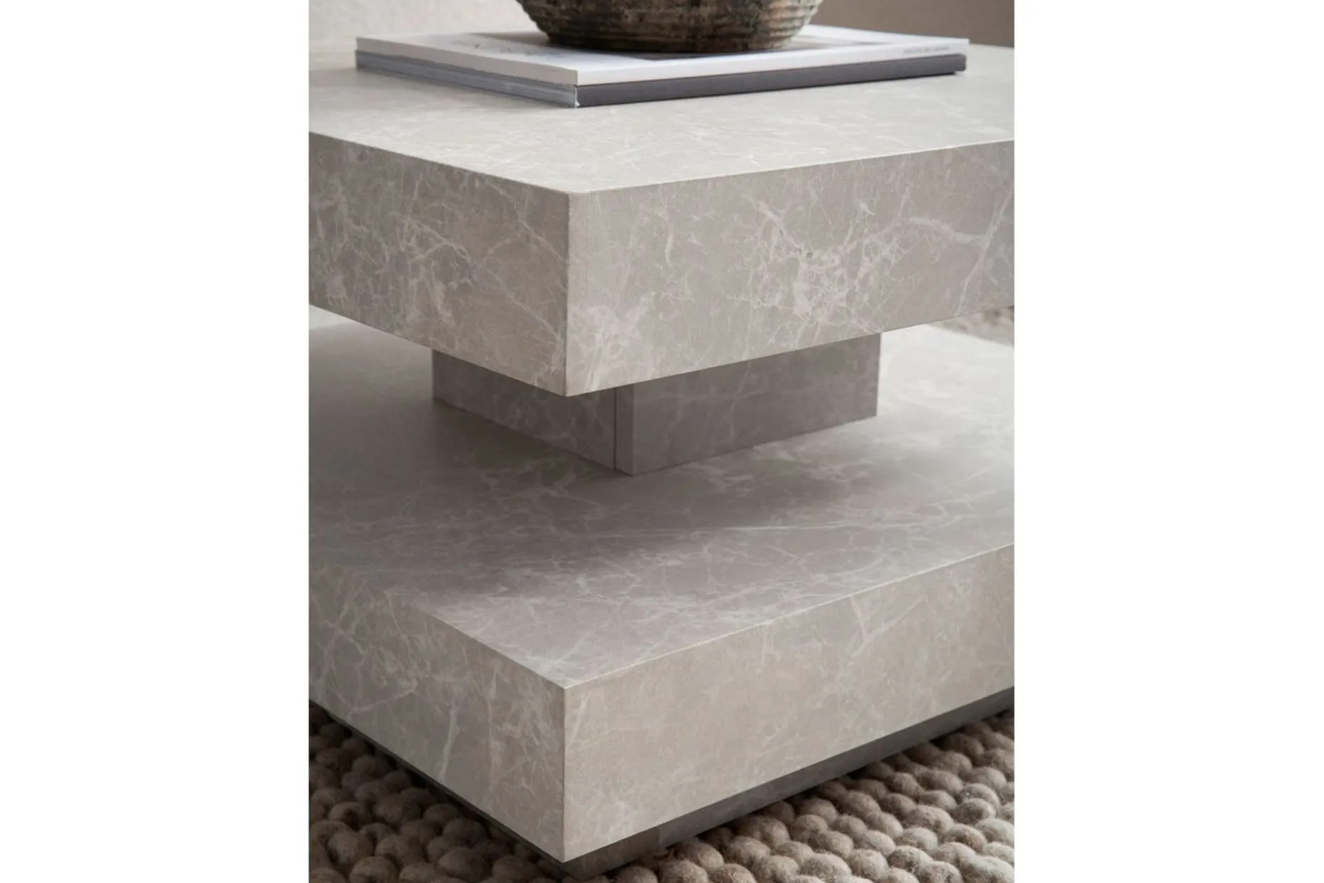 Sofabord Wohnling kvadrat 60 cm, steinoptikk stil, moderne utseende Beige