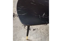 Sofabord Wohnling marmorstil 90 cm, trekantet moderne stil Svart marmor