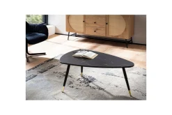 Sofabord Wohnling marmorstil 90 cm, trekantet moderne stil Svart marmor