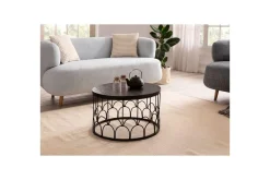 Sofabord Wohnling Massivt treverk rund 60 cm med moderne metallramme moderne