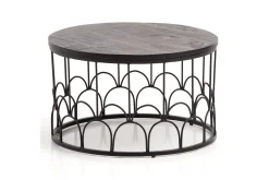 Sofabord Wohnling Massivt treverk rund 60 cm med moderne metallramme moderne