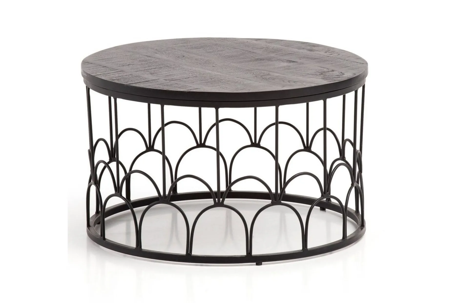 Sofabord Wohnling Massivt treverk rund 60 cm med moderne metallramme moderne