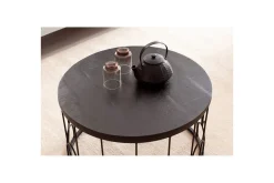 Sofabord Wohnling Massivt treverk rund 60 cm med moderne metallramme moderne