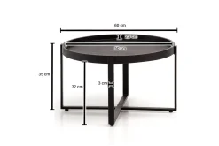 Sofabord Wohnling Massivt treverk rund 60 cm med klassisk utseende metallramme moderne
