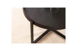 Sofabord Wohnling Massivt treverk rund 60 cm med klassisk utseende metallramme moderne