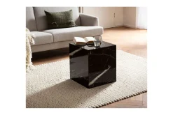 Sofabord Wohnling MONOBLOC marmorlook 40x40x45 cm, moderne stil Svart marmor