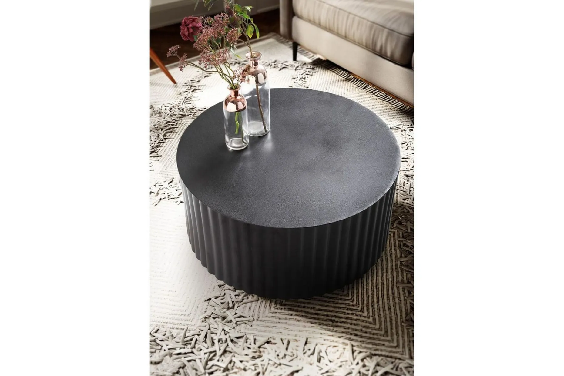 Sofabord Wohnling Rund 67 cm Metalliske Striper Optikk Moderne Look