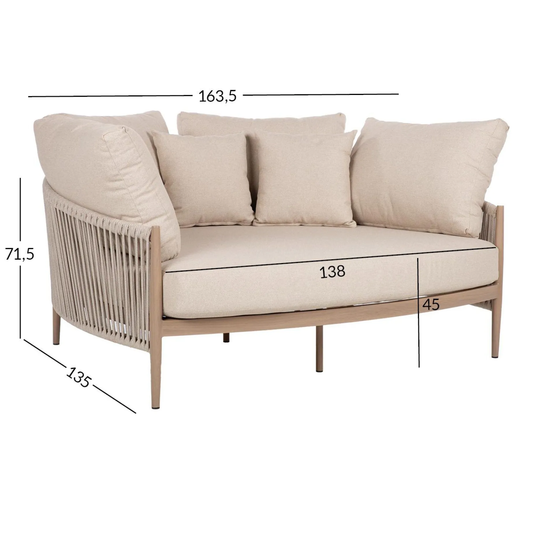 Sofa HOME4YOU Medina 163,5x135x71,5 cm beige