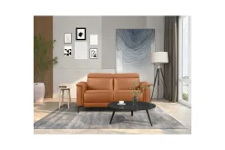 Sofa 2-seter Lund Kognac, Lær/PU, Elektrisk recliner