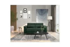 Sofa 2-seter Lund Mørk grønn, Belfast-stoff, Manuell hvilestol