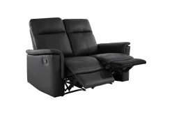 Sofa 2-seter Southbrook Svart, Ekte skinn/PU/Tre/Metall, Manuell hvilestol