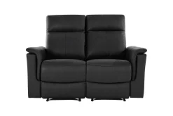 Sofa 2-seter Southbrook Svart, Ekte skinn/PU/Tre/Metall, Manuell hvilestol