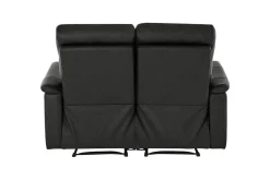 Sofa 2-seter Southbrook Svart, Ekte skinn/PU/Tre/Metall, Manuell hvilestol