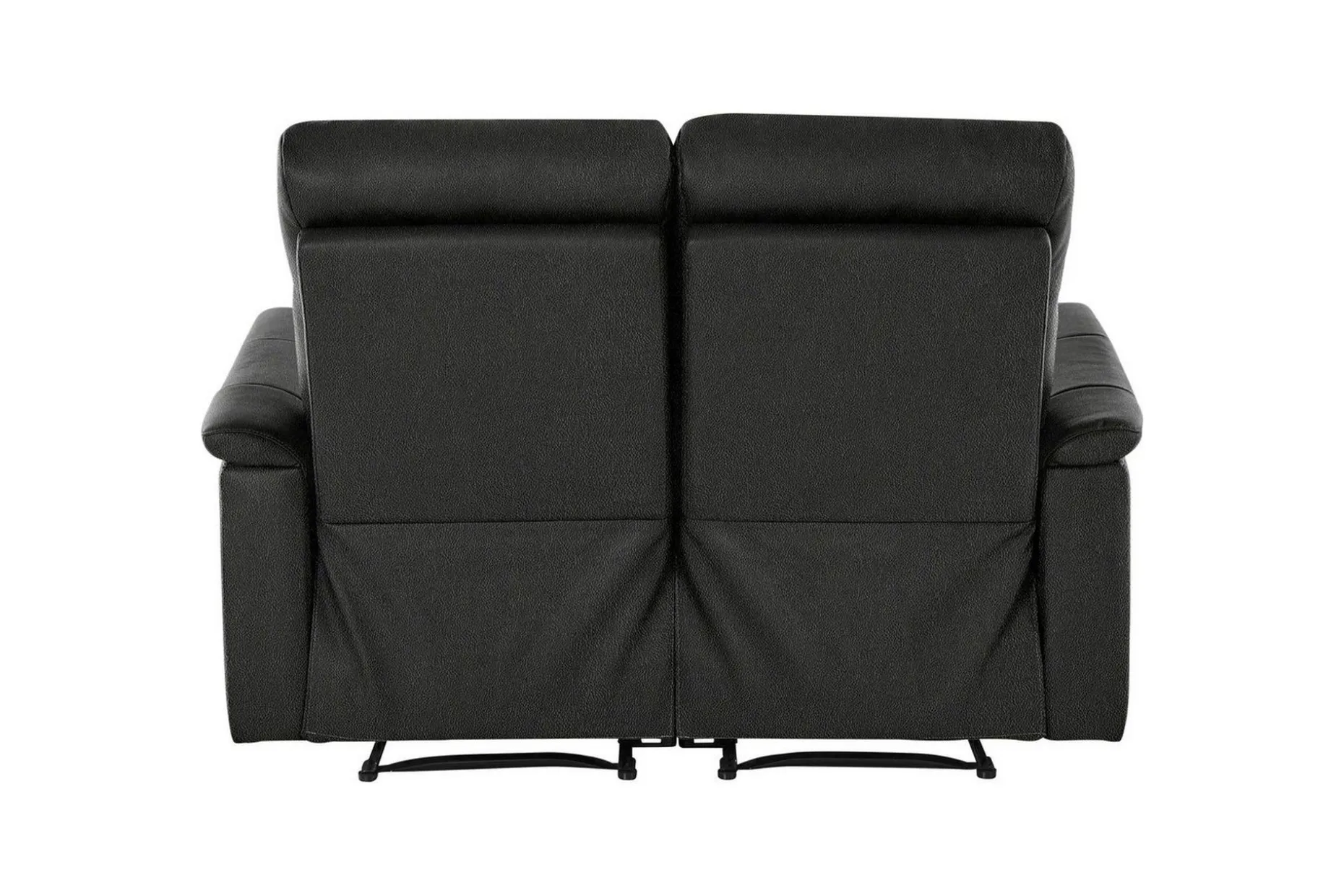 Sofa 2-seter Southbrook Svart, Ekte skinn/PU/Tre/Metall, Manuell hvilestol