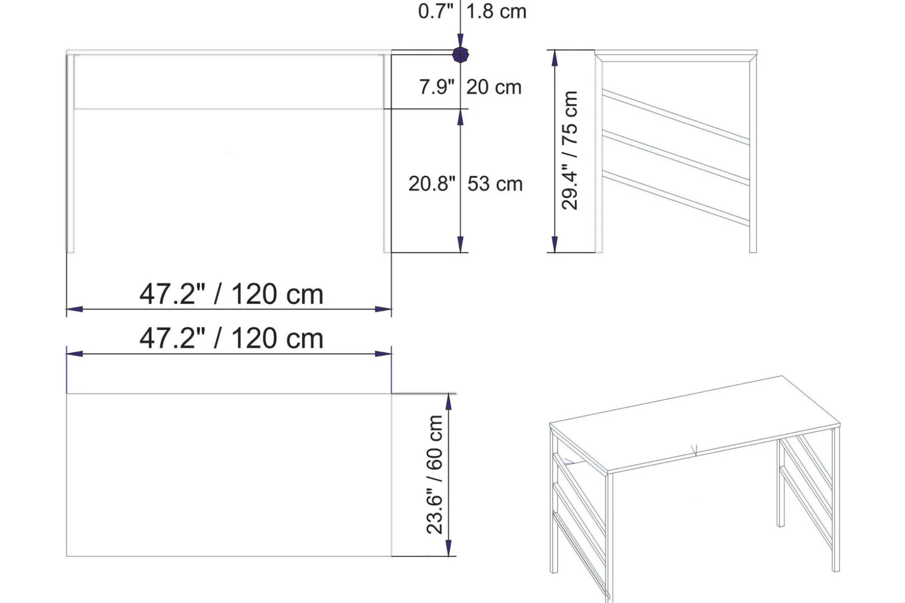 Sotinge Skrivebord 120 cm