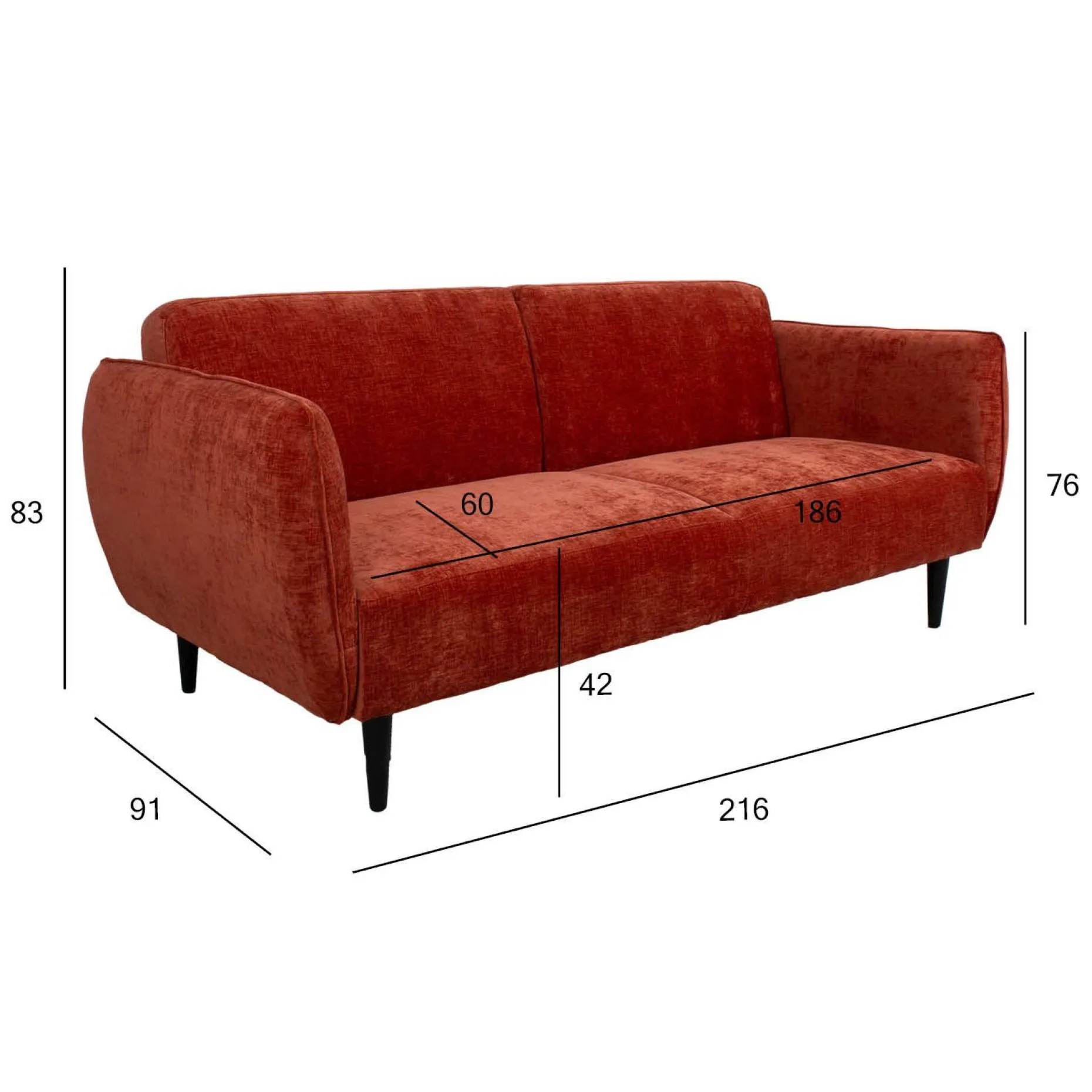 Sovesofa HOME4YOU Hermes 3-seter Oransje