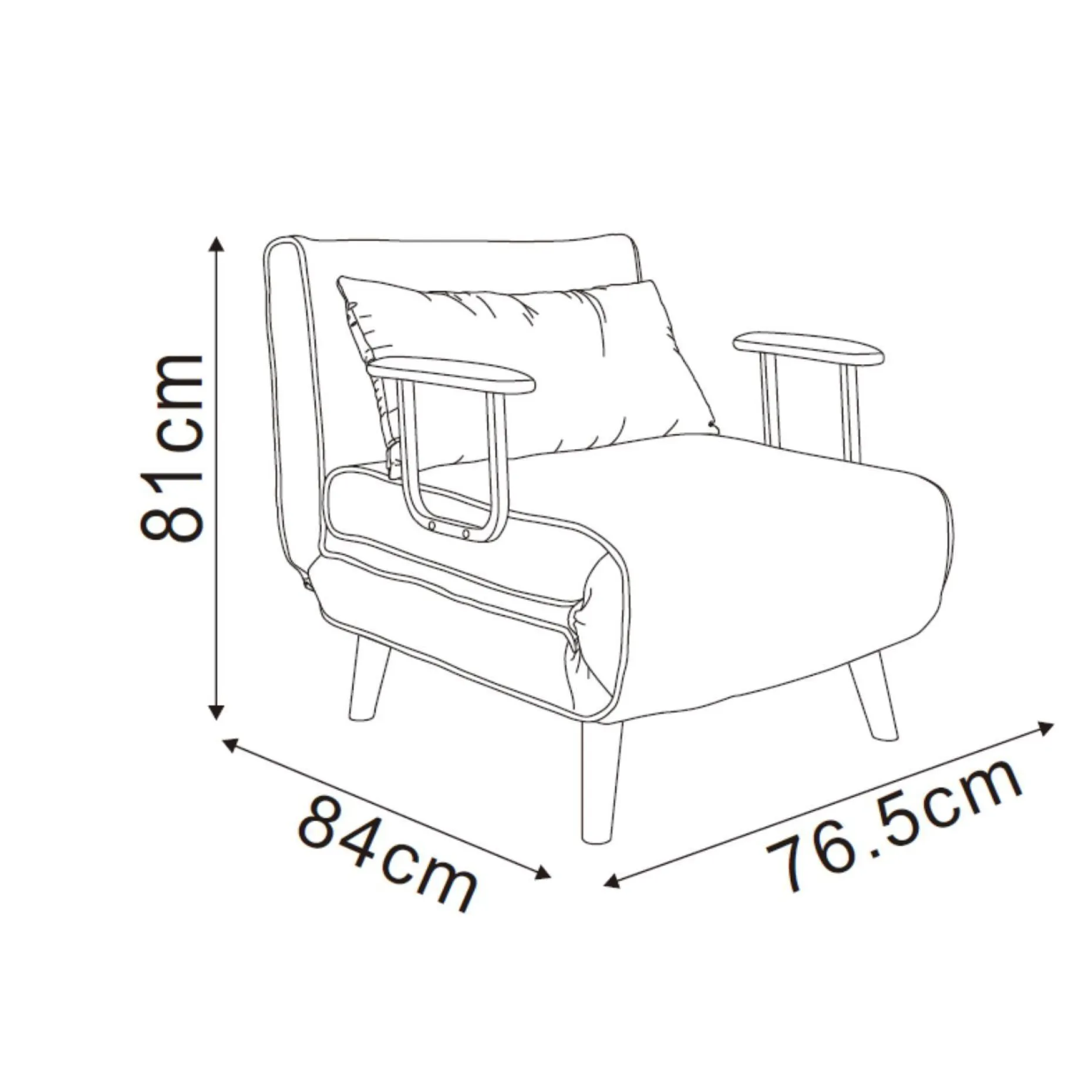 Sovesofa-lenestol HOME4YOU Hannes 76,5x84x81 cm grå