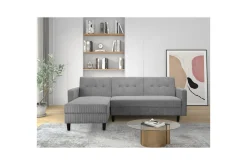 Sovesofa med enkeldivan uten sjeselong Loft24 Sovesofa Hartford II 213x153x82 cm, grå Grå