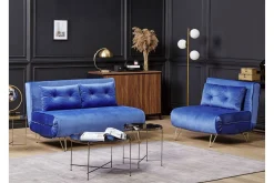 Sovesofa 1-seters fløyel marineblå VESTFOLD