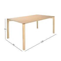 Spisebord HOME4YOU Gardenia 150x90x75 cm Eik