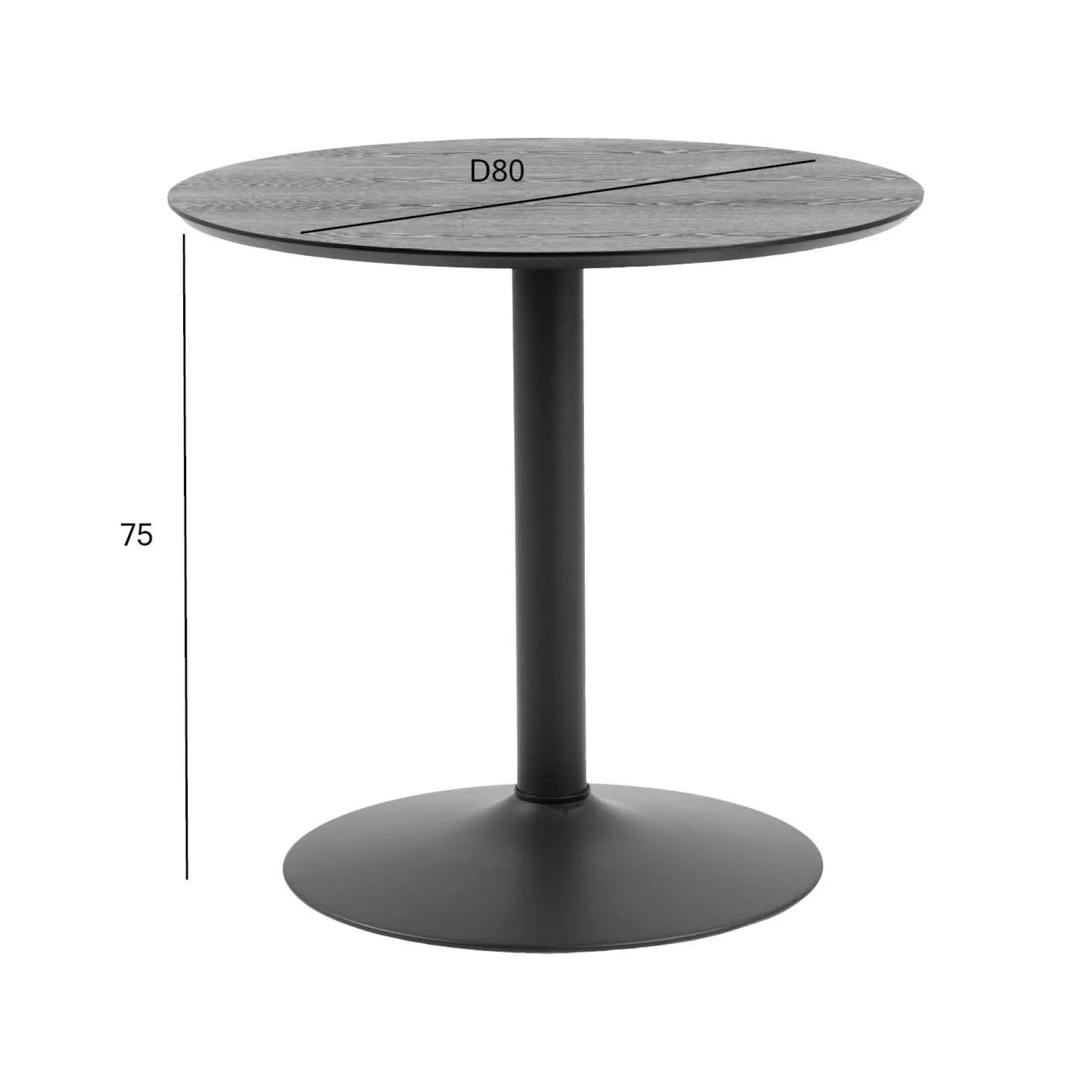 Spisebord HOME4YOU Ibiza svart 80x75 cm