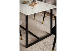 Spisebord Wohnling Industriell loftstil MDF med metalldetaljer i gull på bena Marmor, Hvit, 180x90 cm