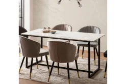 Spisebord Wohnling Industriell loftstil MDF med metalldetaljer i gull på bena Marmor, Hvit, 180x90 cm