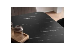 Spisebord Wohnling Moderne stil MDF med metallben med gulldetaljer Marmor, Svart, 160x80 cm