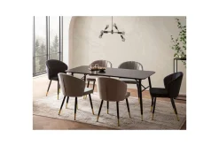 Spisebord Wohnling Moderne stil MDF med metallben med gulldetaljer Marmor, Svart, 160x80 cm