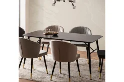 Spisebord Wohnling Moderne stil MDF med metallben med gulldetaljer Marmor, Svart, 160x80 cm