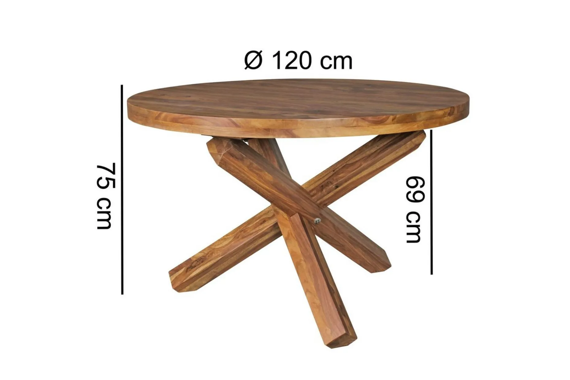 Spisebord Wohnling Rund 120 cm heltre landlig stil Rosentre