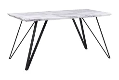 Spisebord 150 x 80 cm marmoreffekt / svart MOLDEN