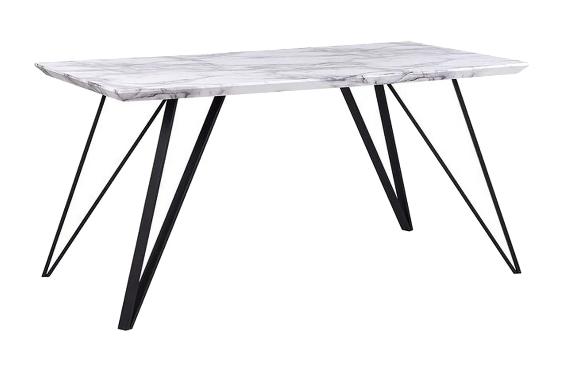 Spisebord 150 x 80 cm marmoreffekt / svart MOLDEN