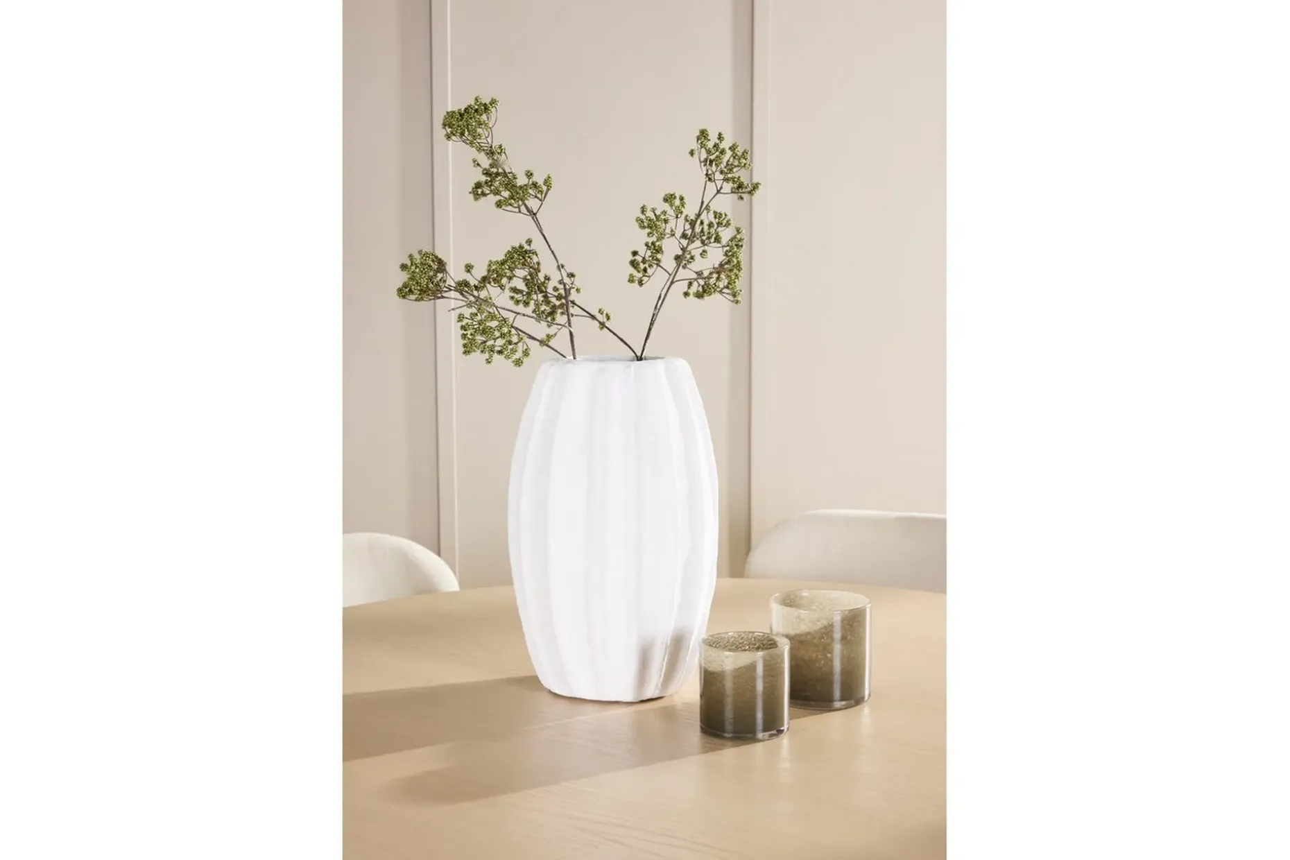 Spisegruppe Copenhagen Rund 140 cm Hvit/Beige med 6 Lilja-stoler