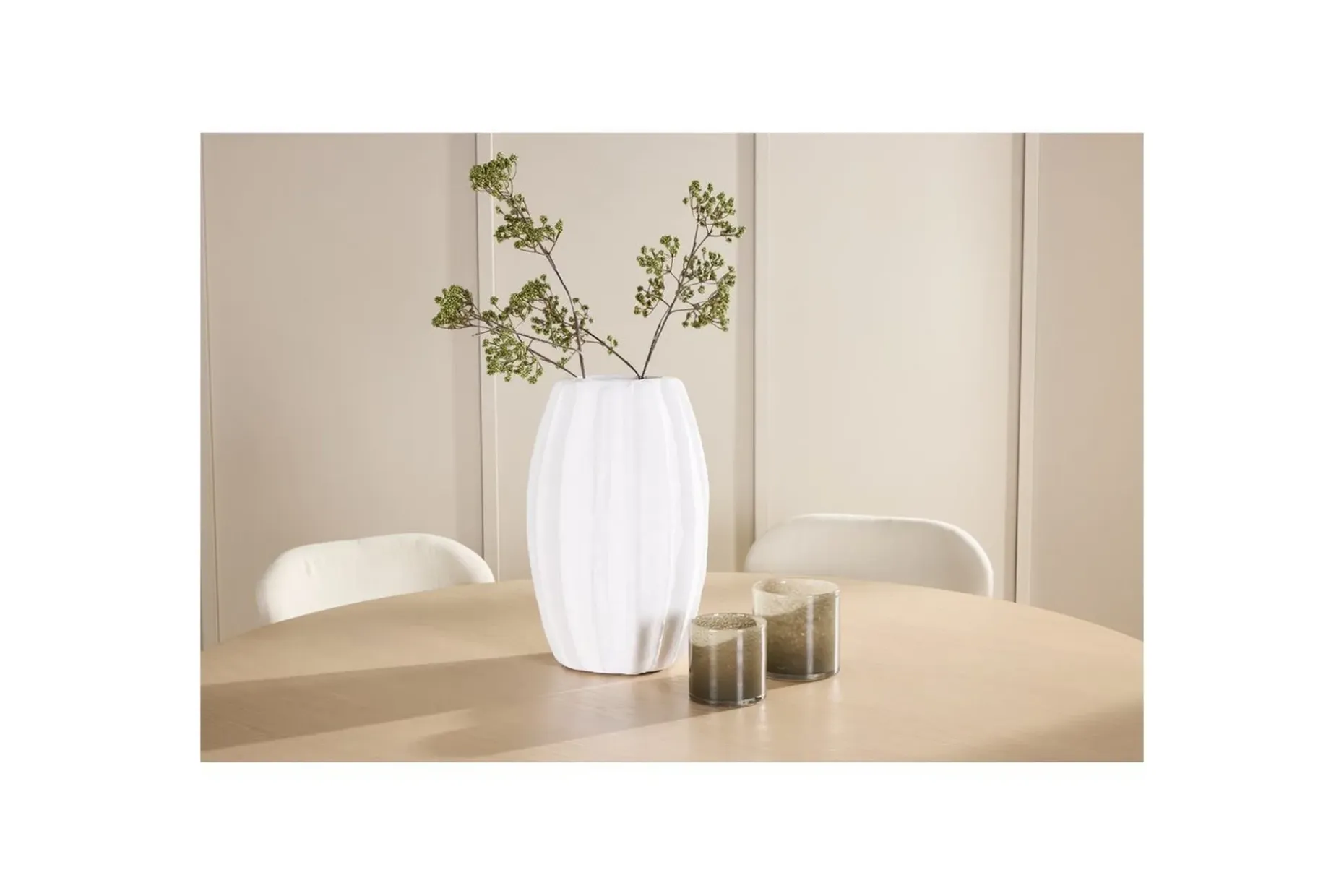 Spisegruppe Copenhagen Rund 140 cm Hvit/Beige med 6 Lilja-stoler