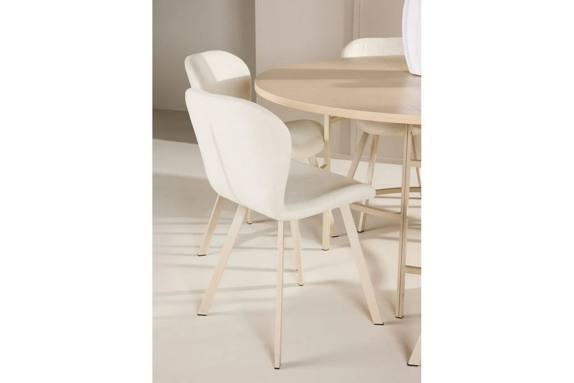 Spisegruppe Copenhagen Rund 140 cm Hvit/Beige med 6 Lilja-stoler