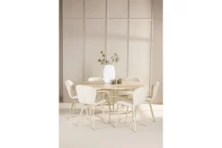 Spisegruppe Copenhagen Rund 140 cm Hvit/Beige med 6 Lilja-stoler