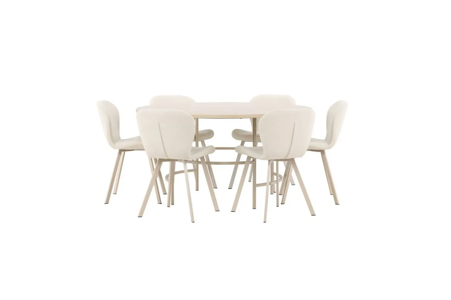 Spisegruppe Copenhagen Rund 140 cm Hvit/Beige med 6 Lilja-stoler