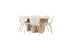 Spisegruppe Strada Rund 120/170 cm Hvit med Lilja Stoler 6 stk