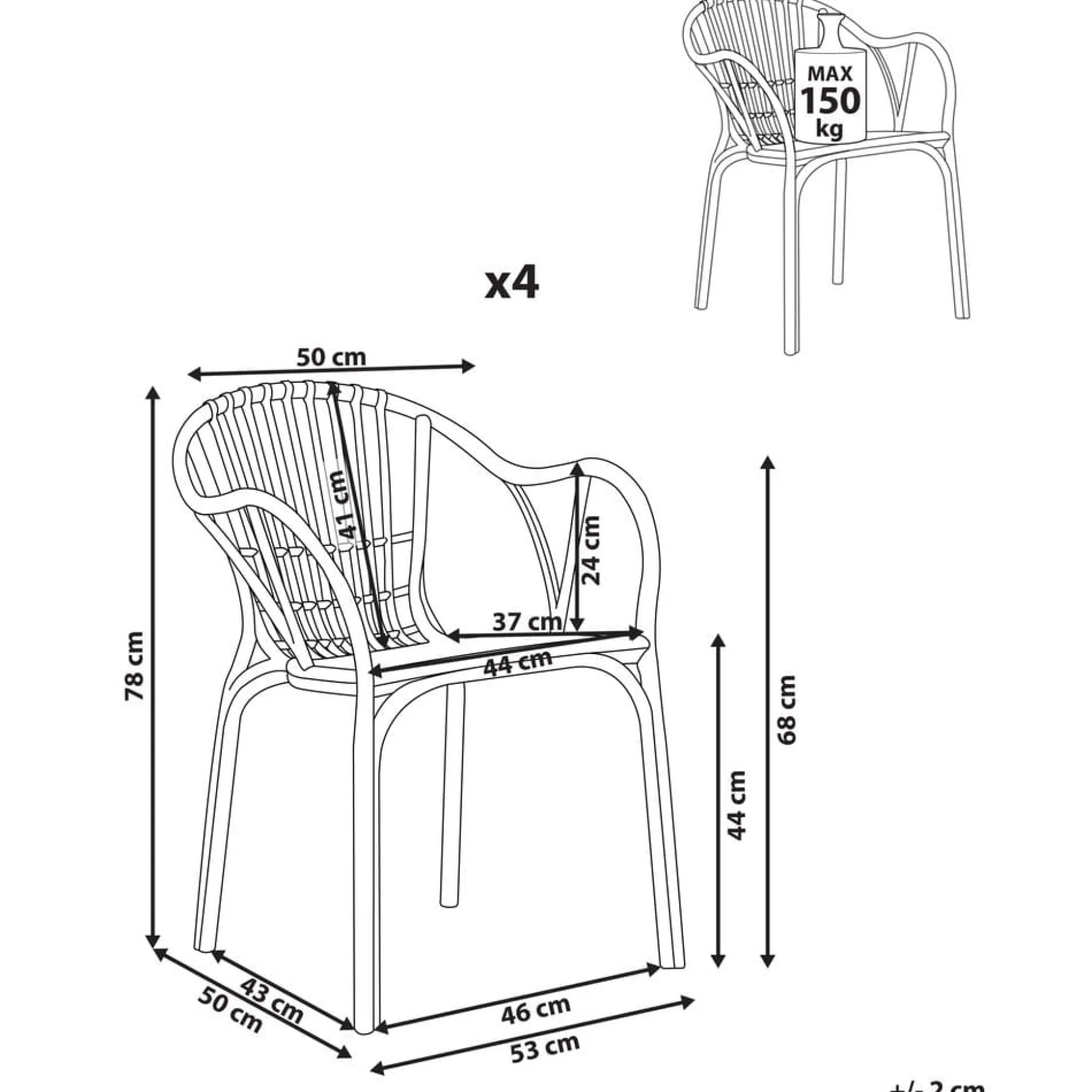 Spisestol Andora 4-pakning