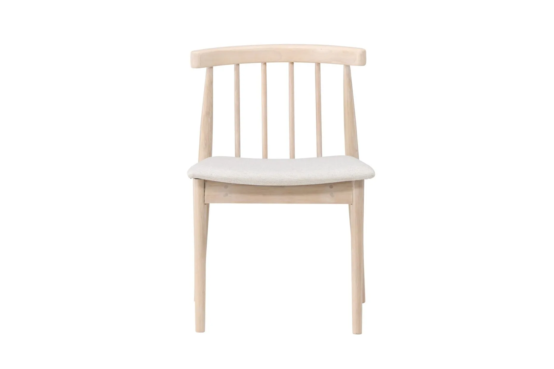 Spisestol uten armlener Peach Flora spisestol - Whitewash-ben / Beige stoff Hvitvasket
