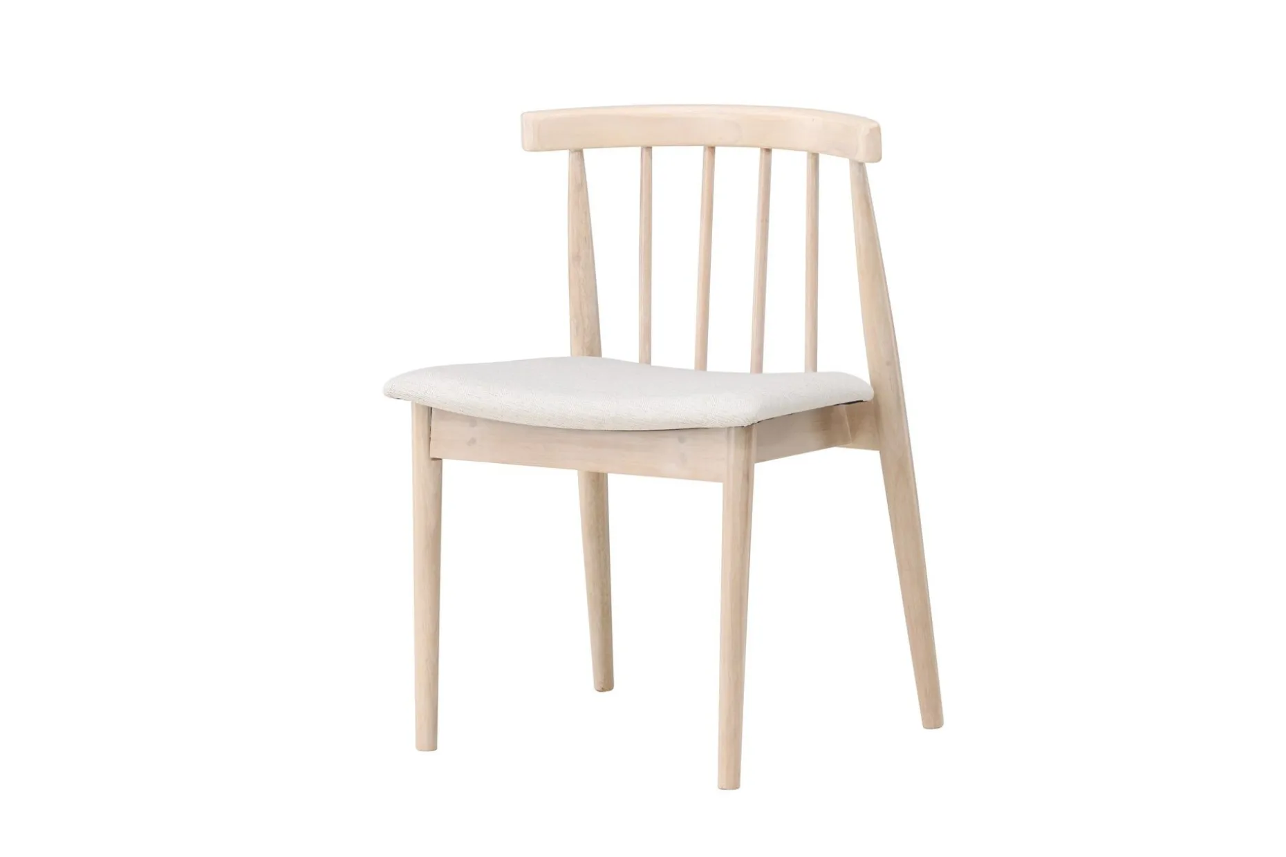 Spisestol uten armlener Peach Flora spisestol - Whitewash-ben / Beige stoff Hvitvasket