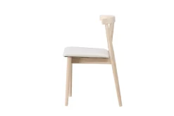 Spisestol uten armlener Peach Flora spisestol - Whitewash-ben / Beige stoff Hvitvasket