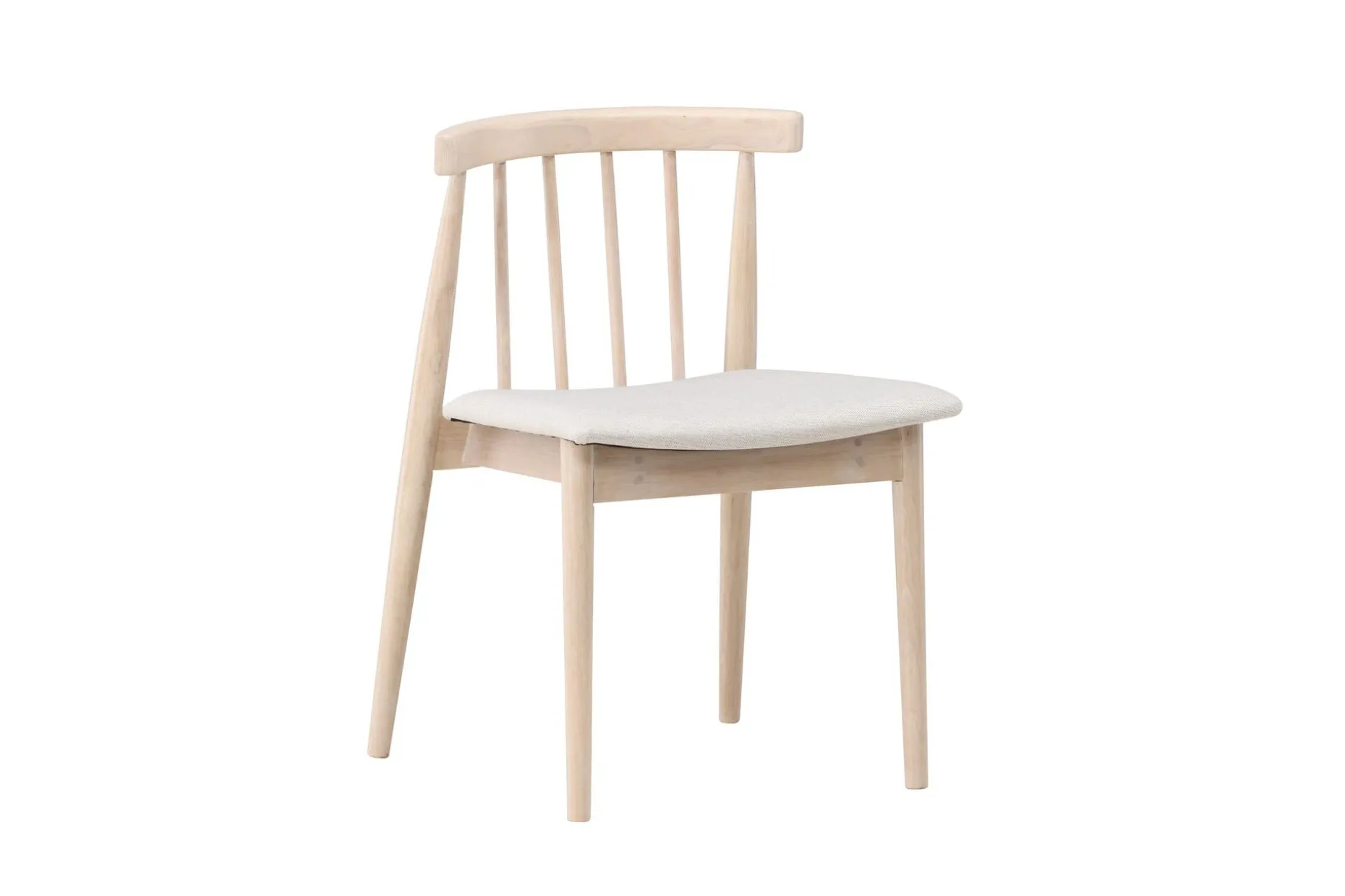 Spisestol uten armlener Peach Flora spisestol - Whitewash-ben / Beige stoff Hvitvasket