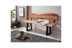 Spisestuebenk Wohnling Heltre tre kant med metallben landstil Med ryggstøtte, 180 cm