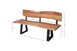 Spisestuebenk Wohnling Heltre tre kant med metallben landstil Med ryggstøtte, 180 cm