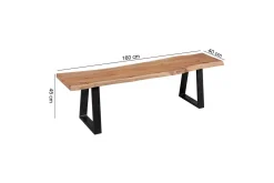 Spisestuebenk Wohnling Heltre tre kant med metallben landstil Uten ryggstøtte, 160 cm