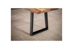 Spisestuebenk Wohnling Massivt tre med metallben trekant landlig stil Svart, Rett, 160 cm