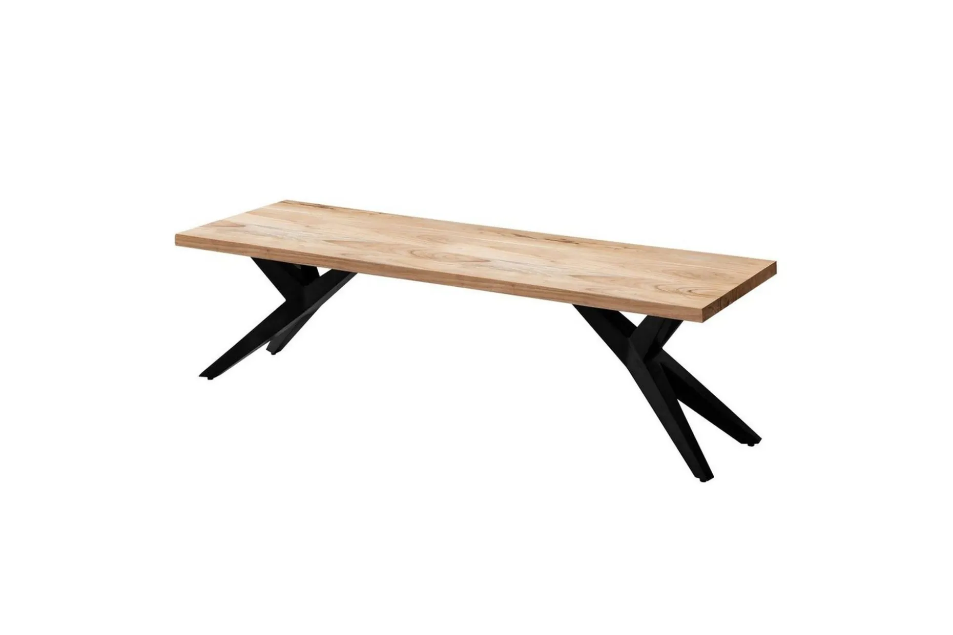 Spisestuebenk Wohnling massivt tre moderne loftstil med metallben 175 cm